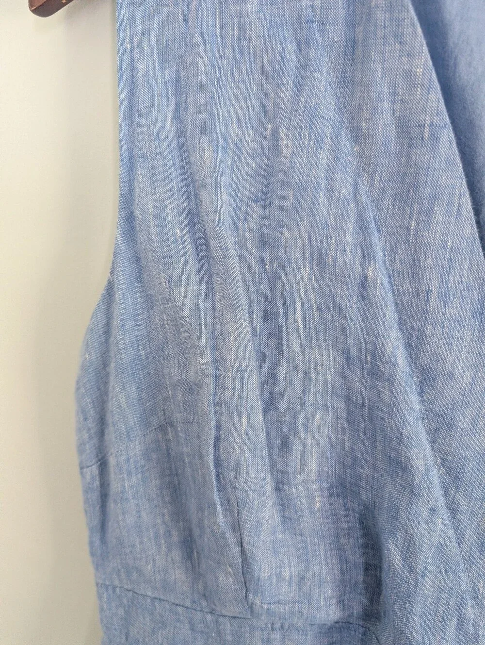Women's Talbot's Linen Blue Faux Wrap Midi Dress Size 8 - Picture 7 of 10